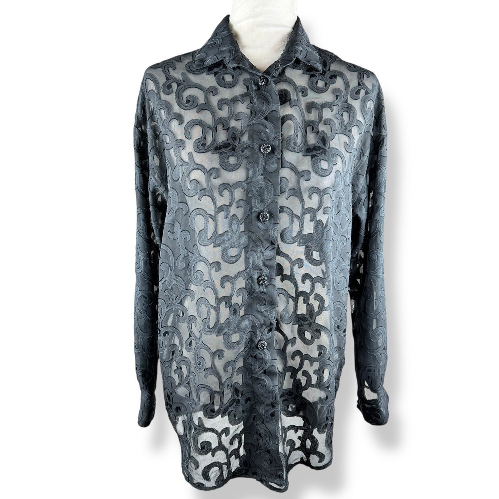 Y2K The Limited Burnout Mesh Sheer Top Womens Size Large Fairy Grunge Whimsigoth